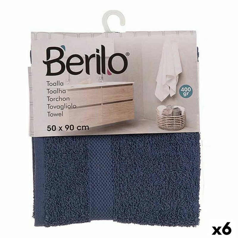 Serviette de toilette Berilo 5312 Bleu 80 % coton 20 % Polyester 50 x 90 cm 50 x 0,5 x 90 cm (6 Unités)