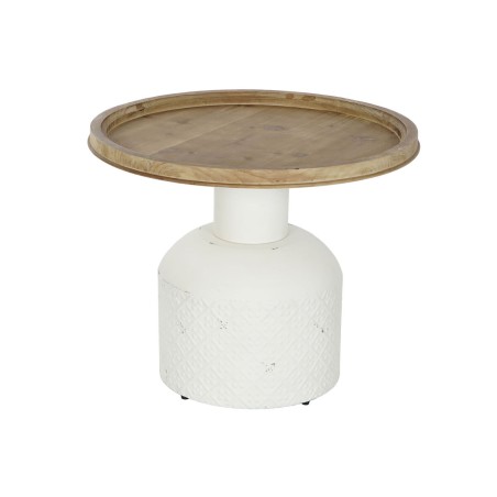 Side table DKD Home Decor White Natural Metal Fir 61,5 x 61,5 x 51 cm