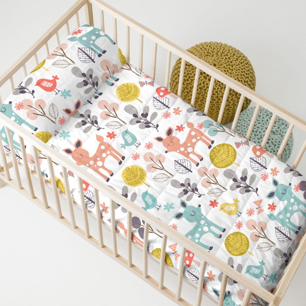 Bedspread (quilt) HappyFriday Moshi Moshi Multicolour 100 x 130 cm Deer Forest