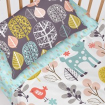 Bettlaken HappyFriday MOSHI MOSHI Blau Bunt 60 x 120 x 14 cm