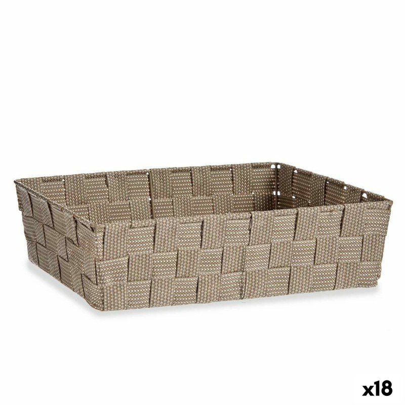 Panier Multi-usages Kipit A3-6885 Beige Tissu 3,8 L 34 x 8,5 x 21 cm (18 Unités)