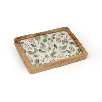 Snack tray Romimex White Green Mango wood Rectangular Sheets 20 x 2 x 16 cm