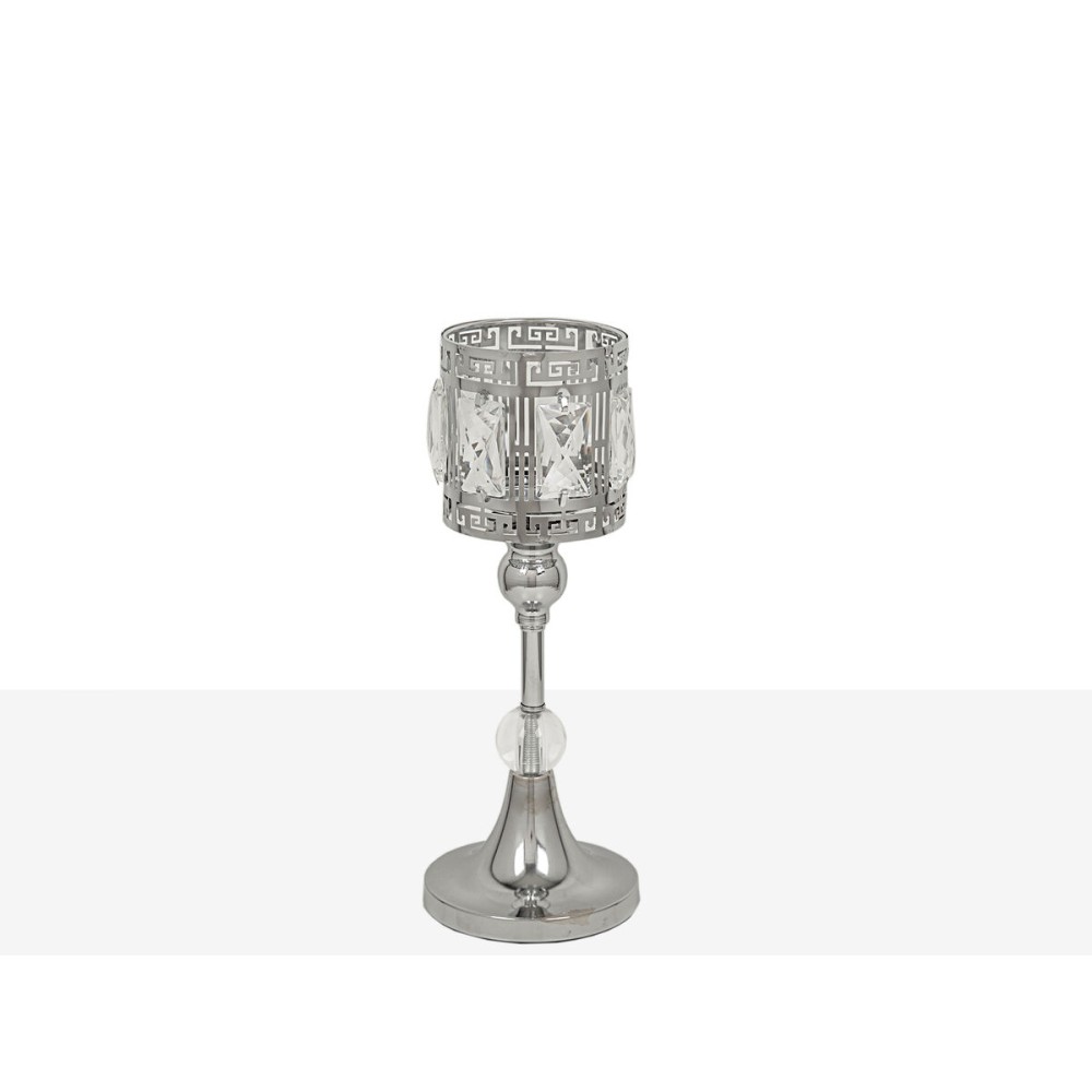 Candleholder Romimex Silver Metal Glass 12 x 28 x 12 cm Wineglass