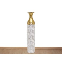 Vase de sol Alexandra House Living Blanc Doré Métal 15 x 78 x 15 cm