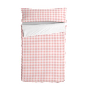 Quilt Cover without Filling HappyFriday Basic Kids Vichy Pink 90 x 200 cm