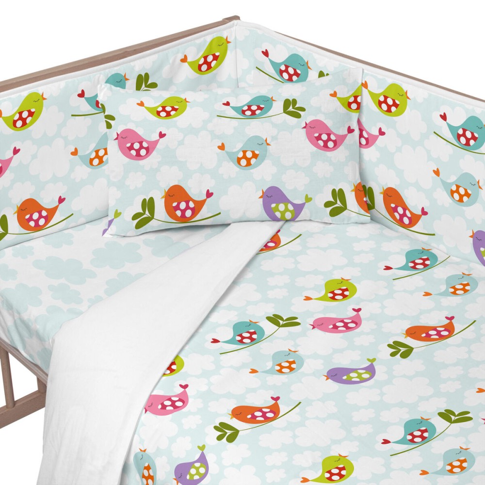 Cot protector HappyFriday Mr Fox Little birds Multicolour 210 x 40 cm