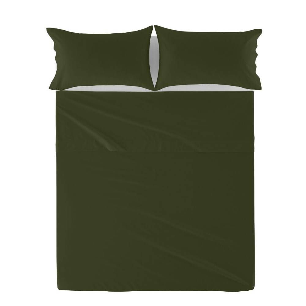 Drap HappyFriday Basic Vert Lit 1 persone