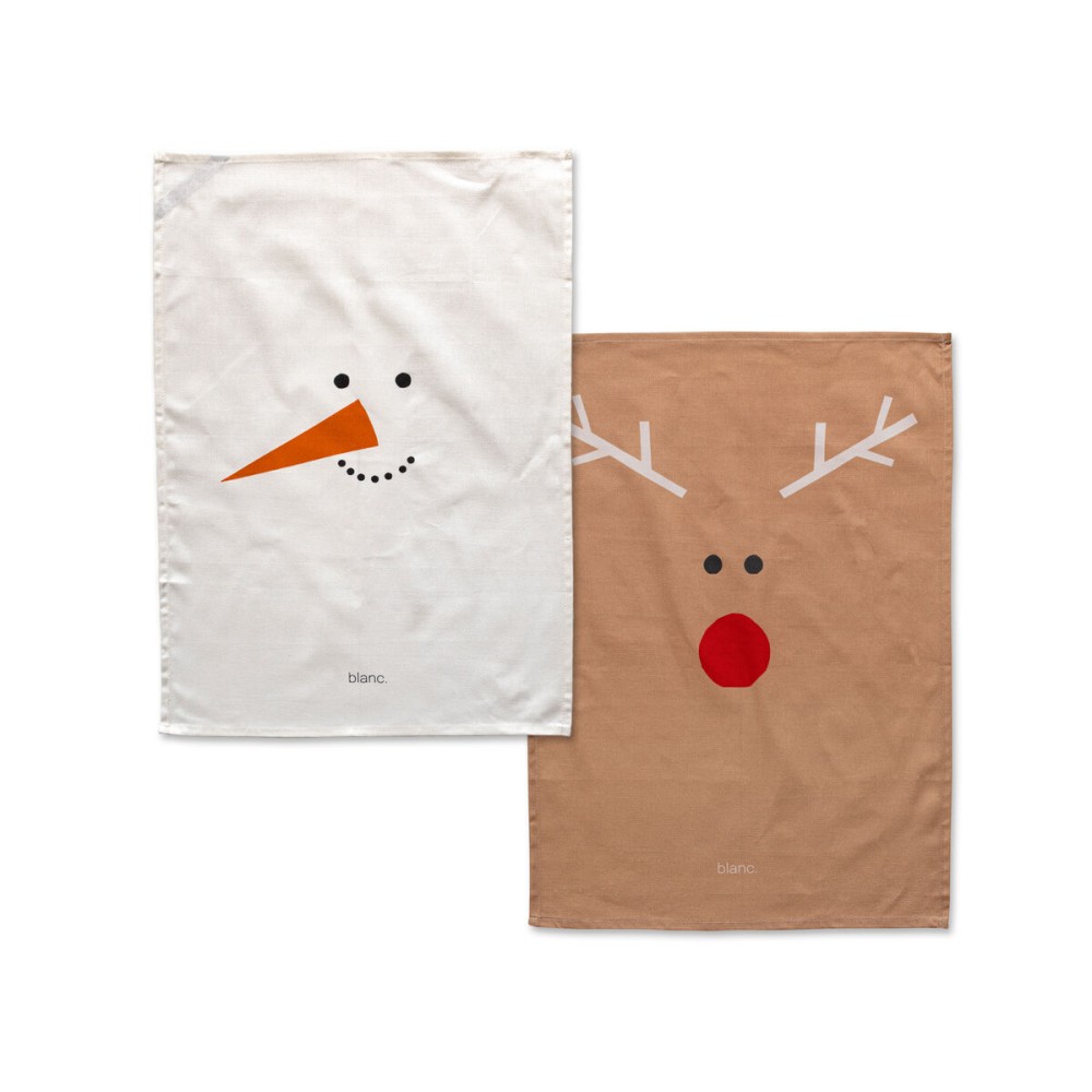 Tissu de cuisine HappyFriday Xmas Snowmates Multicouleur 70 x 50 cm (2 Unités)