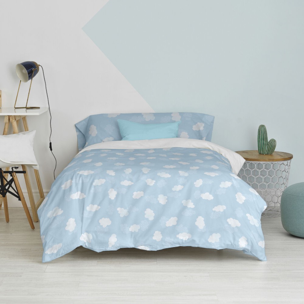 Duvet cover set HappyFriday Basic Kids Blue Single 2 Pieces