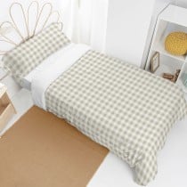 Duvet cover set HappyFriday Basic Kids Beige Single Gingham 2 Pieces