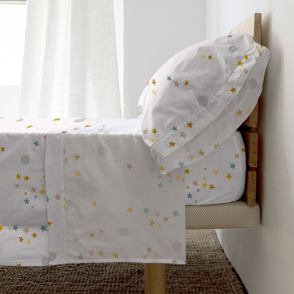 Jeu de draps HappyFriday HF Mini Saturn Multicouleur Lit 1 persone 2 Pièces