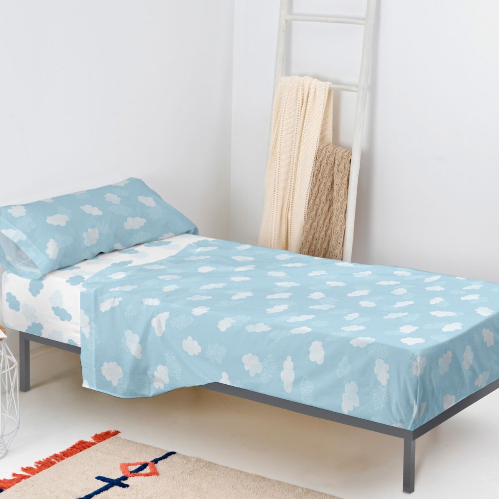 Bettwäsche-Set HappyFriday Basic Kids Clouds Blau Einzelmatratze 180 x 270 cm 2 Stücke