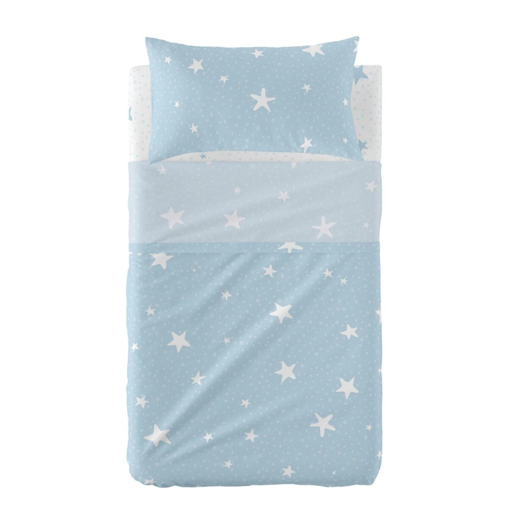 Bedding set HappyFriday Basic Kids Little star Blue Baby Crib 2 Pieces