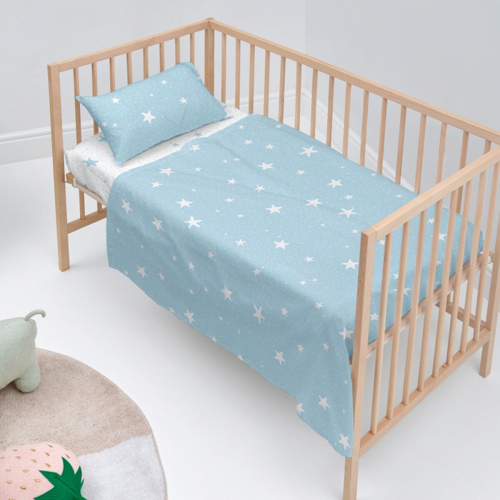 Bedding set HappyFriday Basic Kids Little star Blue Baby Crib 2 Pieces