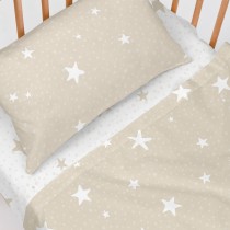 Jeu de draps HappyFriday Basic Kids Little star Beige Lit de bébé 2 Pièces