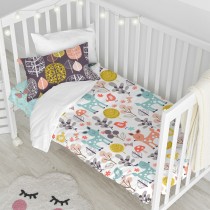 Parure de couette HappyFriday Moshi Moshi Woodland Multicouleur Lit de bébé 2 Pièces