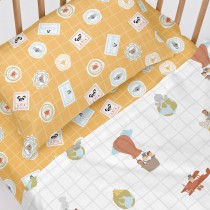 Jeu de draps HappyFriday Mr Fox World Trip Multicouleur Lit de bébé 2 Pièces