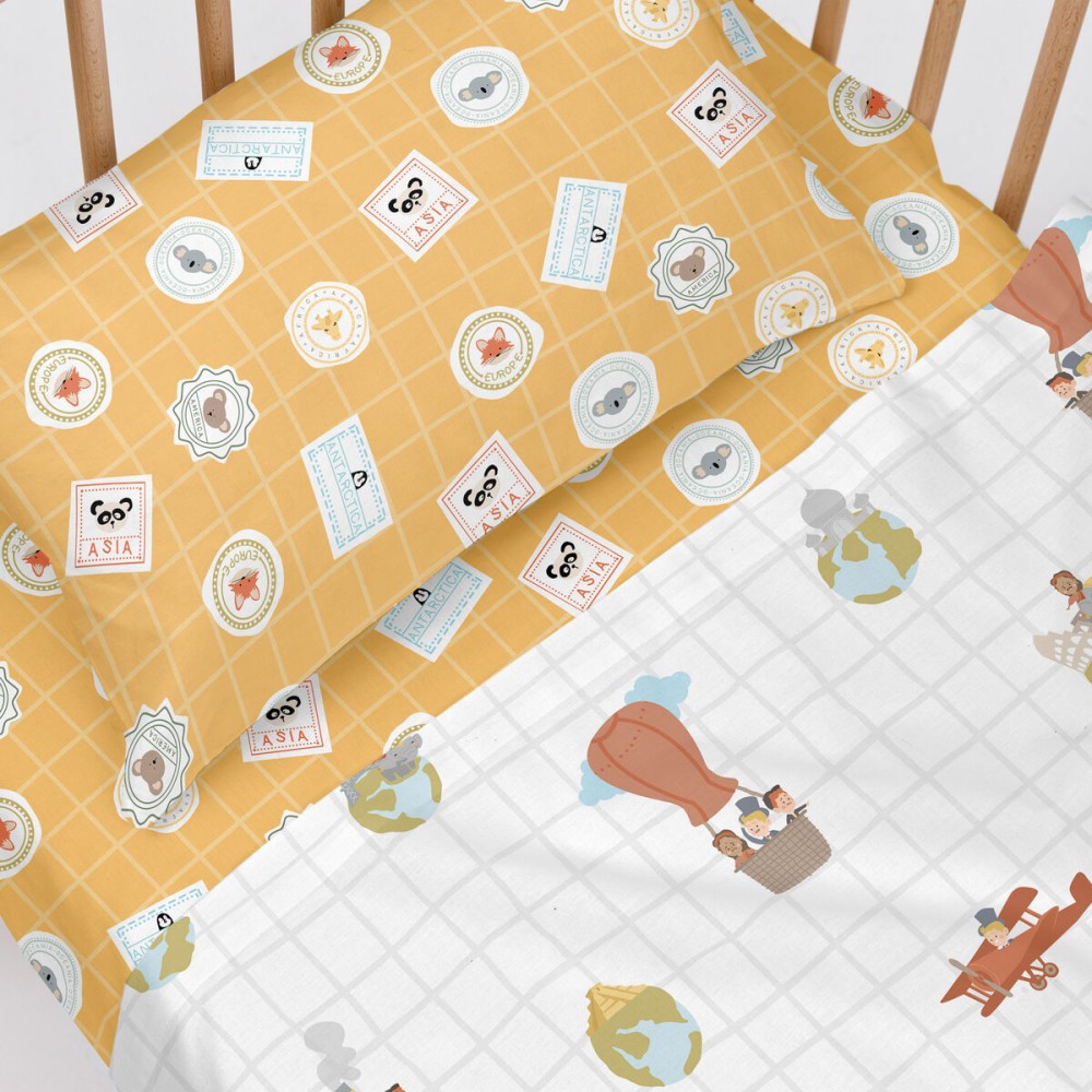 Bedding set HappyFriday Mr Fox World Trip Multicolour Baby Crib 2 Pieces