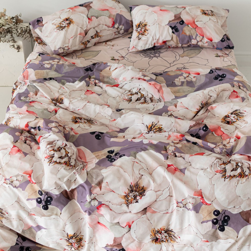 Nordic cover HappyFriday White Peonies Multicolour 140 x 200 cm