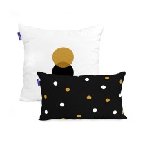 Housse de coussin HappyFriday Blanc Golden dots Multicouleur 2 Pièces