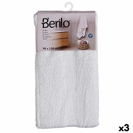 Badetuch Berilo 89679 Weiß 80 % Baumwolle 20 % Polyester 90 x 150 cm 90 x 0,5 x 150 cm (3 Stück)