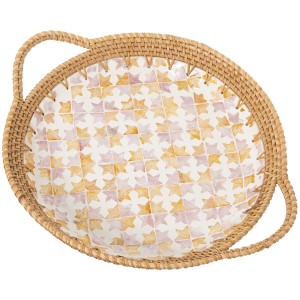 Schale Alexandra House Living Bunt Rattan Perlmutt kreisförmig 40 x 5 x 33 cm