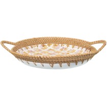 Tray Alexandra House Living Multicolour Rattan Mother of pearl Circular 40 x 5 x 33 cm