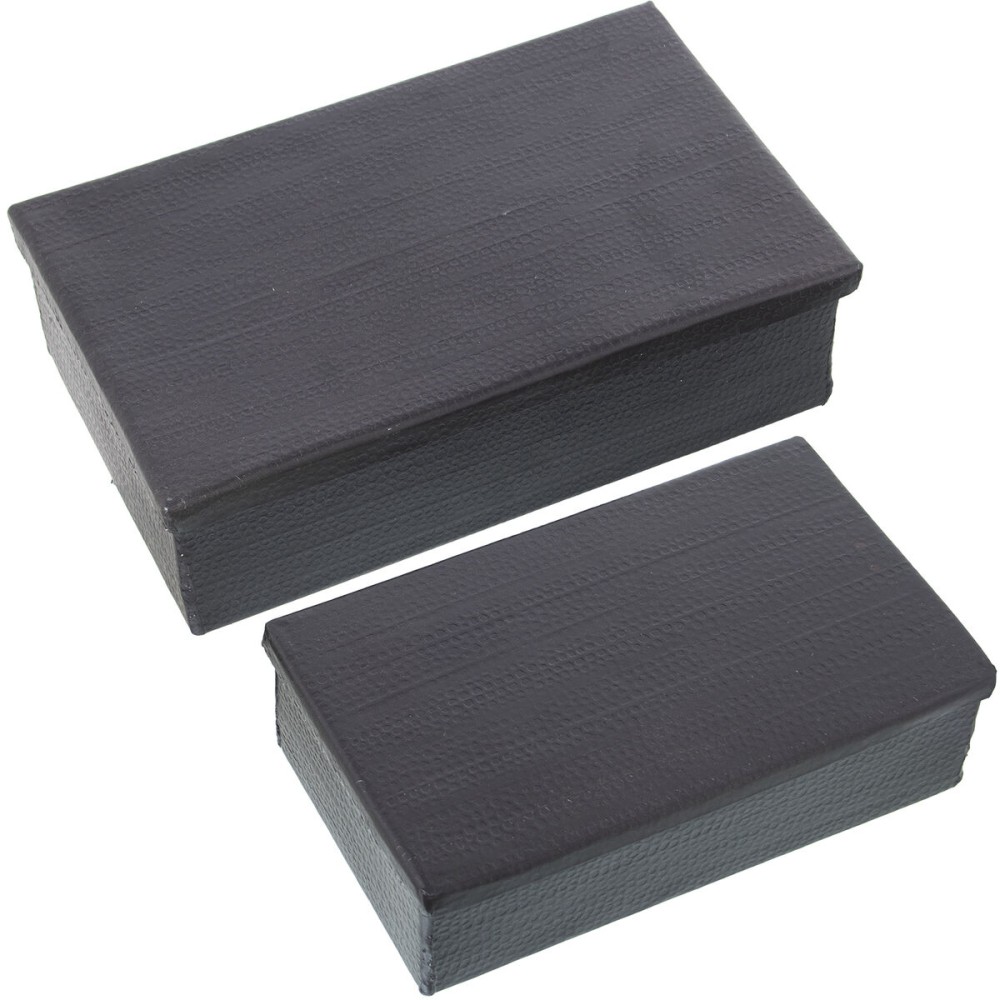 Set of decorative boxes Alexandra House Living Black Metal 28 x 18 x 8 cm 23 x 7 x 14 cm 2 Pieces