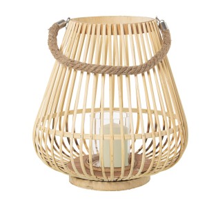 Lantern Alexandra House Living Brown wicker 21 x 27 x 21 cm Candleholder