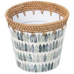 Planter Alexandra House Living Multicolour Rattan Mother of pearl Printed 18 x 14 x 18 cm