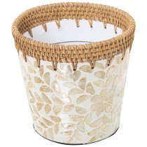 Blumentopf Alexandra House Living Bunt Rattan Perlmutt gedruckt 18 x 14 x 18 cm