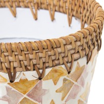 Planter Alexandra House Living Multicolour Rattan Mother of pearl Printed 18 x 14 x 18 cm