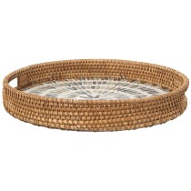 Schale Alexandra House Living Bunt Rattan Perlmutt kreisförmig 33 x 35 x 33 cm