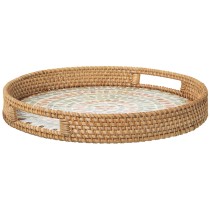 Schale Alexandra House Living Bunt Rattan Perlmutt kreisförmig 33 x 35 x 33 cm