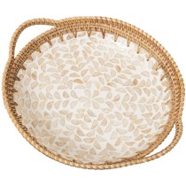 Schale Alexandra House Living Bunt Rattan Perlmutt kreisförmig 40 x 5 x 33 cm