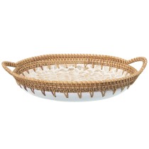 Schale Alexandra House Living Bunt Rattan Perlmutt kreisförmig 40 x 5 x 33 cm