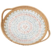 Schale Alexandra House Living Bunt Rattan Perlmutt kreisförmig 40 x 5 x 33 cm