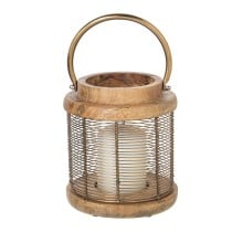 Lantern Alexandra House Living Golden Wood 15 x 20 x 15 cm