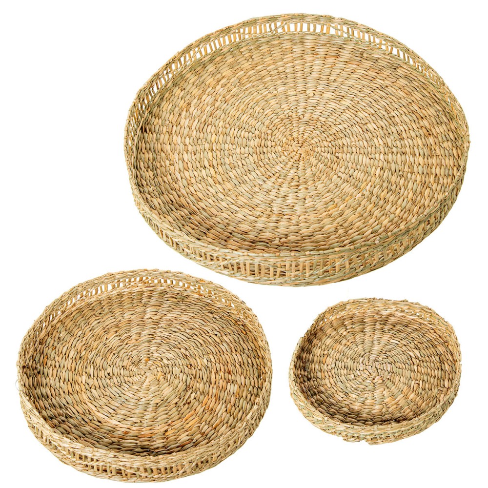 Jeux de plateaux Alexandra House Living Beige Herbe de mer 30 x 3 x 30 cm 40 x 3 x 40 cm 20 x 3 x 20 cm 3 Pièces