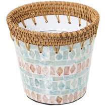 Planter Alexandra House Living Multicolour Rattan Mother of pearl Printed 18 x 14 x 18 cm