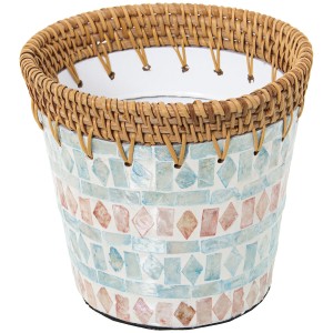 Blumentopf Alexandra House Living Bunt Rattan Perlmutt gedruckt 18 x 14 x 18 cm