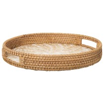 Schale Alexandra House Living Bunt Rattan Perlmutt kreisförmig 33 x 35 x 33 cm