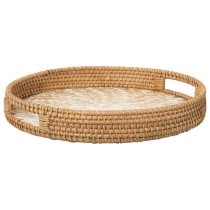 Tray Alexandra House Living Multicolour Rattan Mother of pearl Circular 33 x 35 x 33 cm