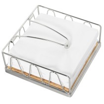 Napkin holder Alexandra House Living Grey Wood Metal 18 x 8 x 18 cm Chromed