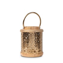 Lantern Alexandra House Living Golden Wood 18 x 25 x 18 cm