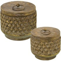 Set of decorative boxes Alexandra House Living Golden Metal 21 x 18,5 cm 17,5 x 16 cm 2 Pieces