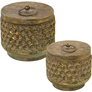 Set dekorativer Karten Alexandra House Living Gold Metall 21 x 18,5 cm 17,5 x 16 cm 2 Stücke