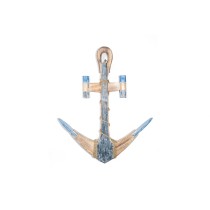 Wall mounted coat hanger Romimex Blue Natural Wood Anchor 53 x 60 x 4 cm