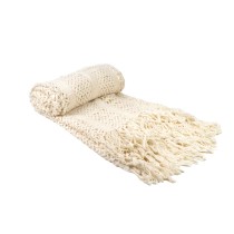 Blanket Romimex White With tassles 130 x 200 x 1 cm