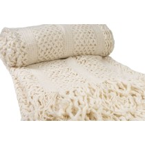 Blanket Romimex White With tassles 130 x 200 x 1 cm